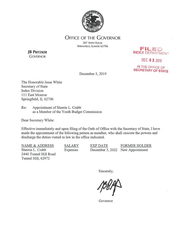 Sherrie L. Crabb Filed Appointment Letter